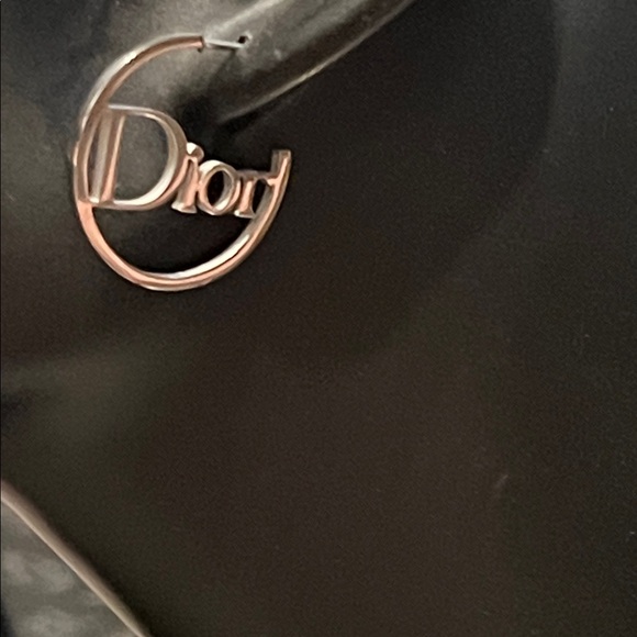 Shiny Silver Logo Hoop Earrings - Picture 5 of 5